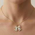Iridescent Bow Pendant Necklace