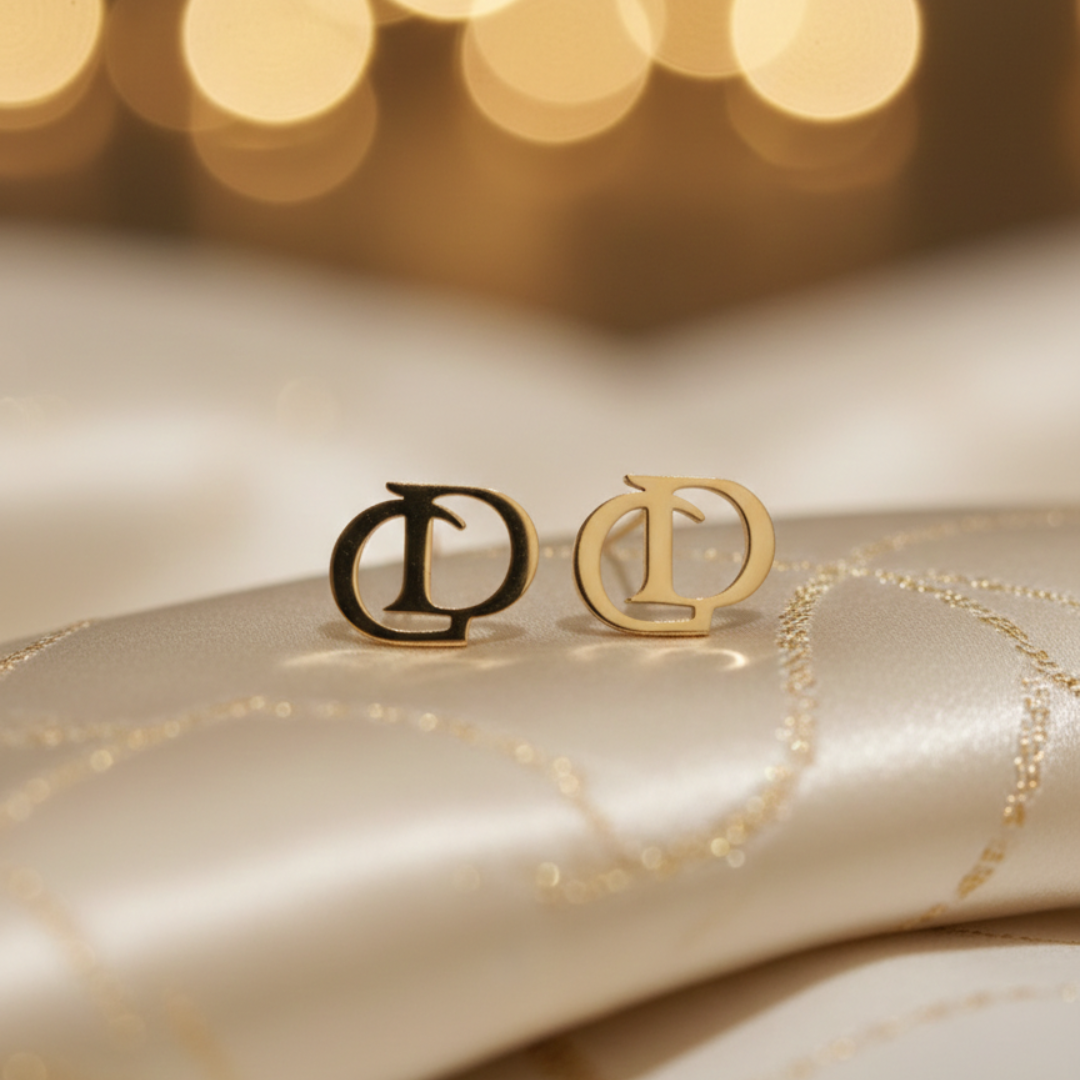 Minimalist Gold Color "CD" Initial Studs