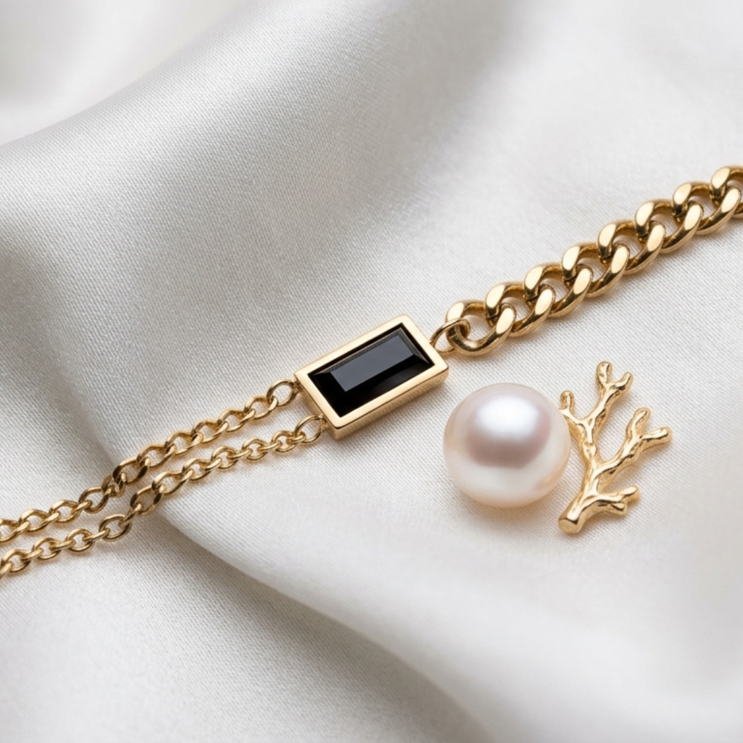 Onyx Luxe Gold Bracelet