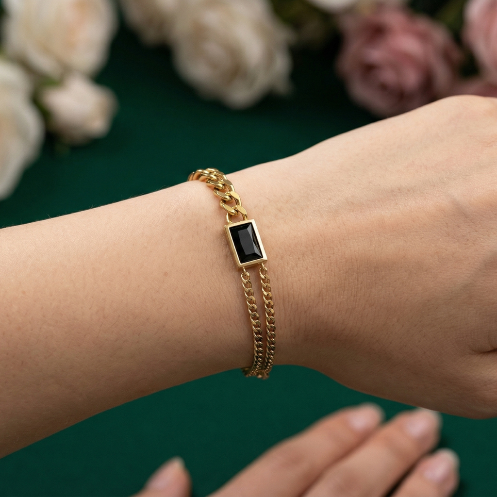 Onyx Luxe Gold Bracelet