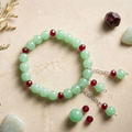 Sage Green & Ruby Accent Bracelet