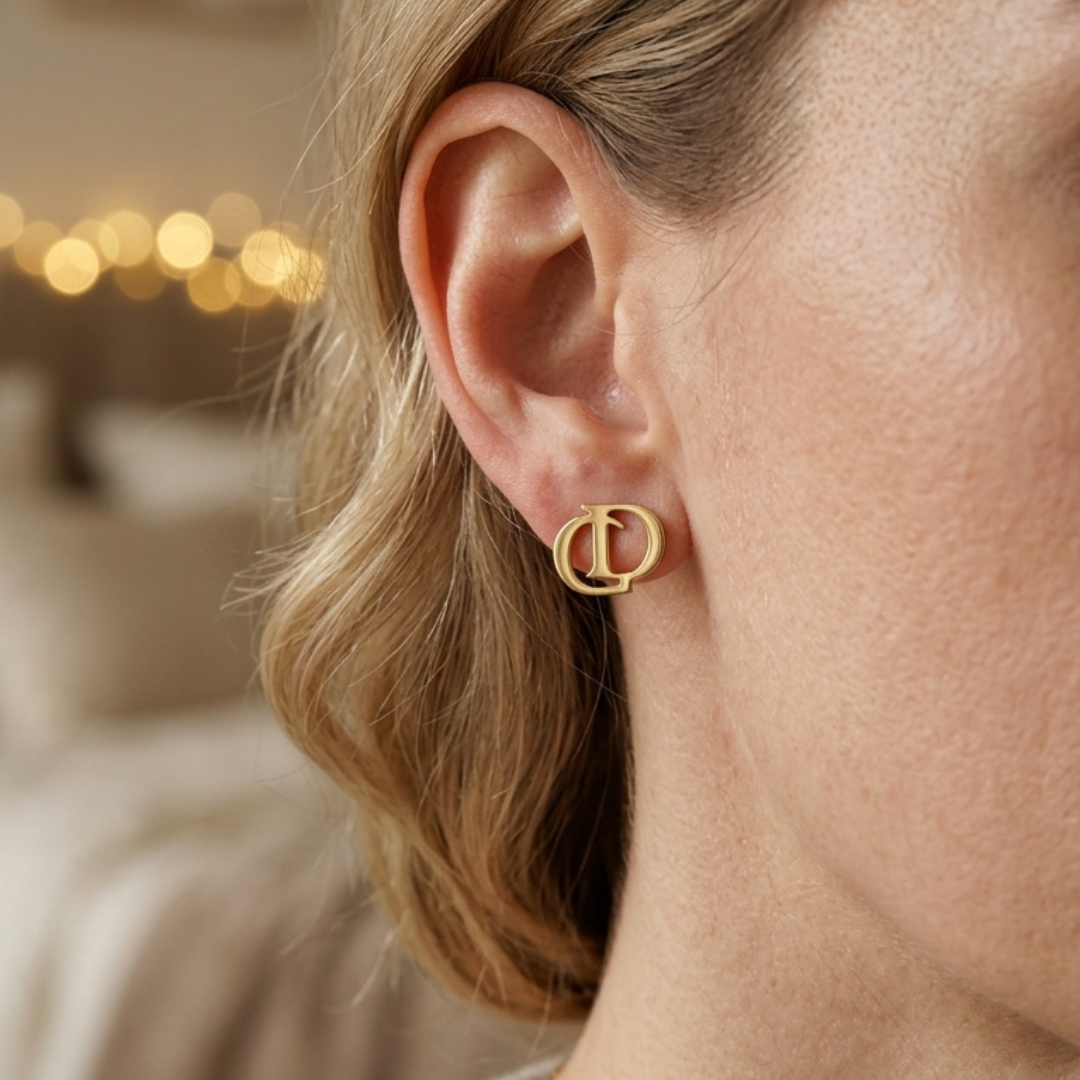 Minimalist Gold Color "CD" Initial Studs