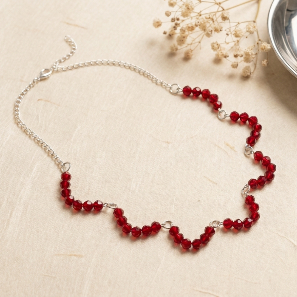 Ruby Scalloped Hand-Linked Necklace