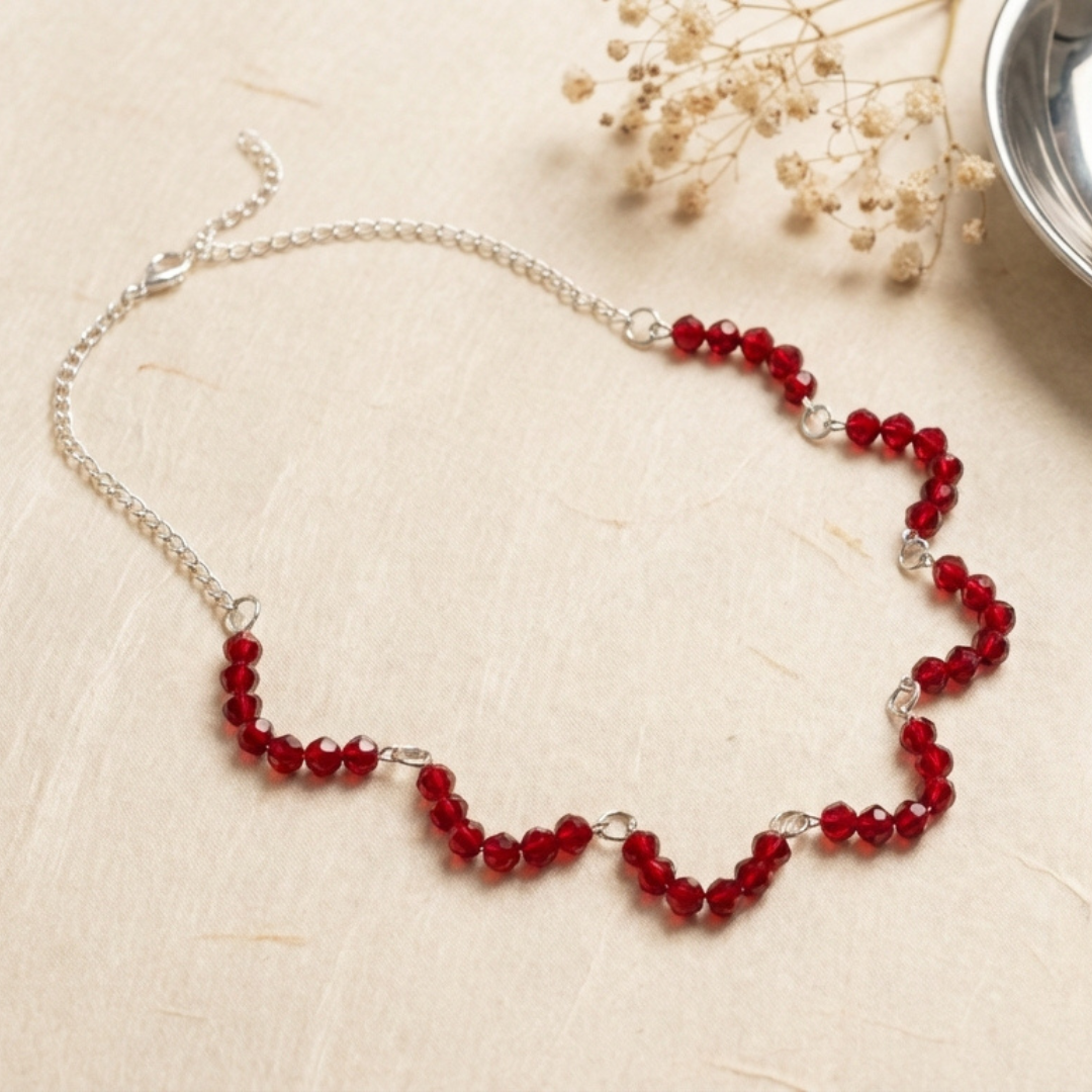 Ruby Scalloped Hand-Linked Necklace